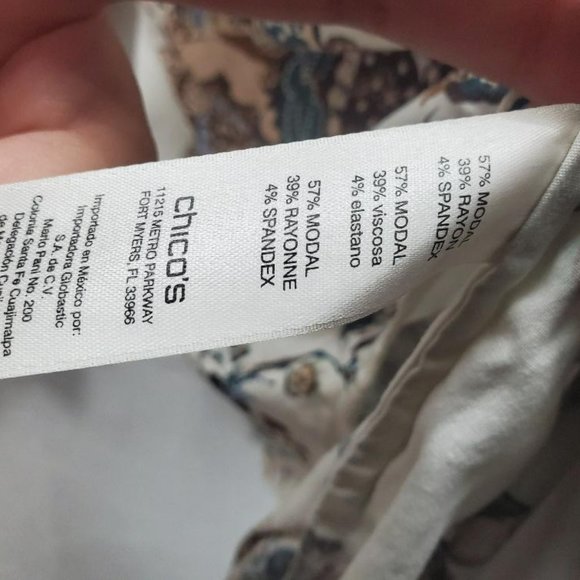 Chicos Long Sleeve Top Womens 3 XL/16 Paisley/Floral Collared Modal/Rayon - Picture 6 of 12